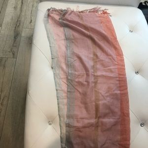 Pink colorful scarf with fringe